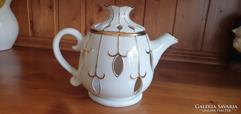For Christmas! Beautiful illuminated teapot with candle