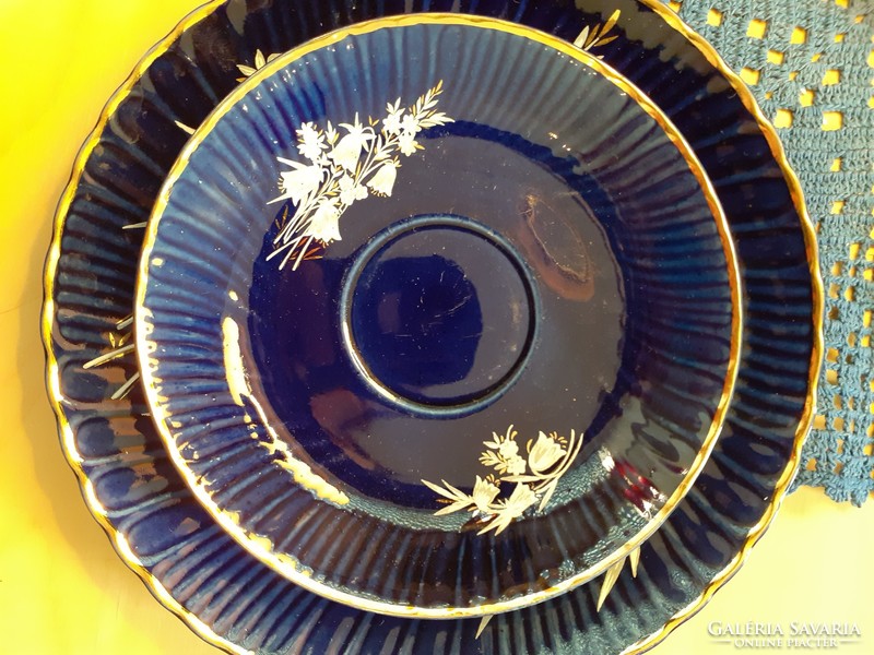 Fena blue cobalt breakfast set cup small plate lily of the valley gilded