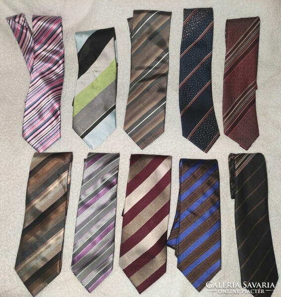 10db csíkos  nyakkendő egyben - márkás és selyem is van benne
