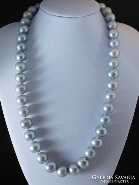 14K White Gold Beautiful Pearl Necklace with 9.7-10 Mm Large Pearls