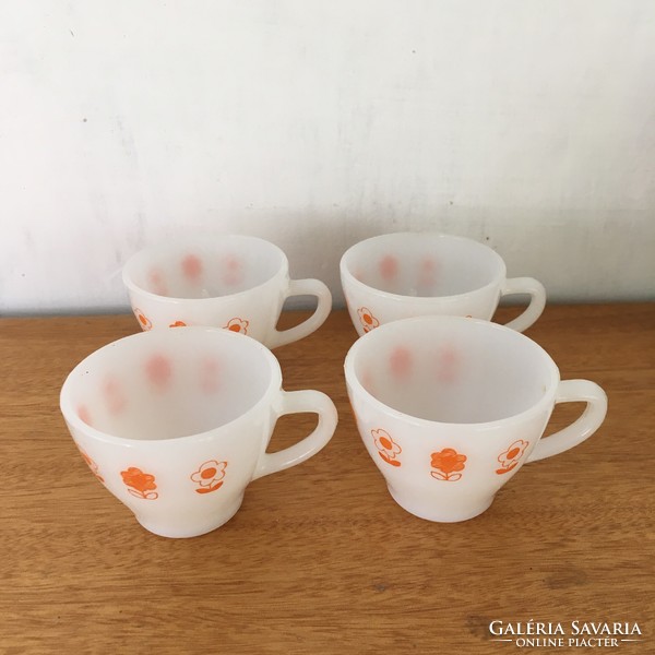 Retro narancs virágos üveg kávés csésze