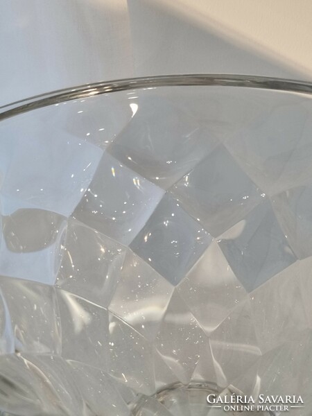 Impressive thick-walled crystal glass bowl/tray in Orrefors style