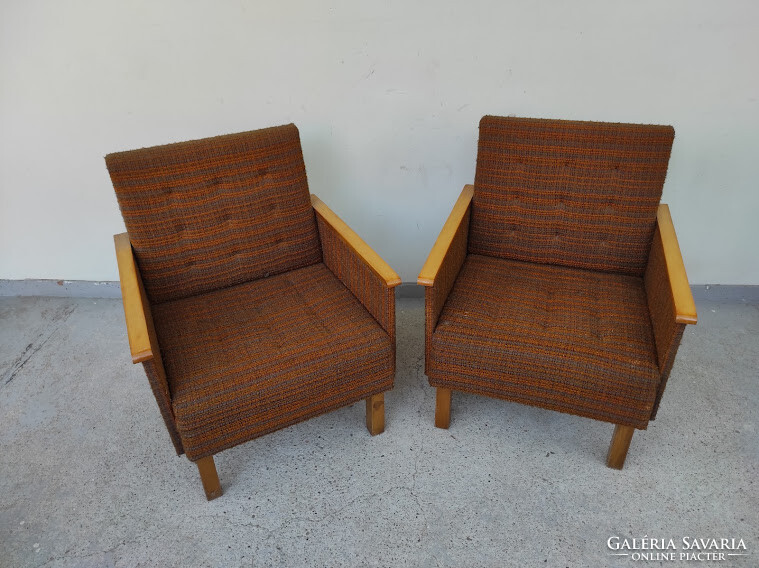 Retro armchair furniture 2 pieces of wooden shaped design chair with armrests in good condition 5470