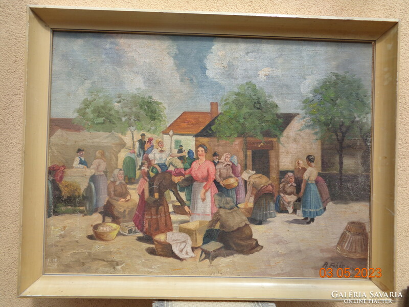 A. Fehér: fair scene, 1947. 60 X 80 cm, with frame 66 x 86 cm