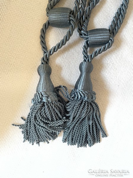 Elegant steel blue curtain tie tassels in pairs