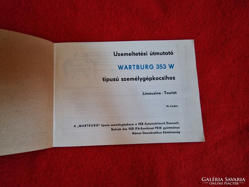 Wartburg 353 w operating instructions book, manual