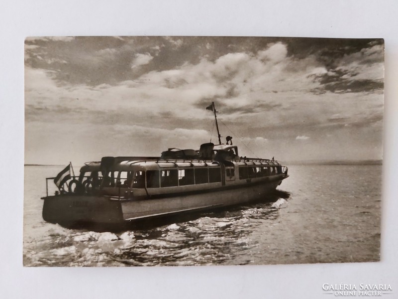 Old postcard 1964 tourist bus on Balaton photo postcard