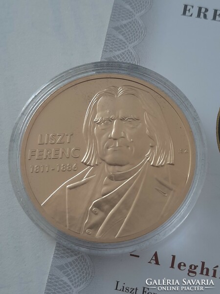 Ferenc Liszt 24-carat gold-plated commemorative medal 2012 unc great Hungarians series