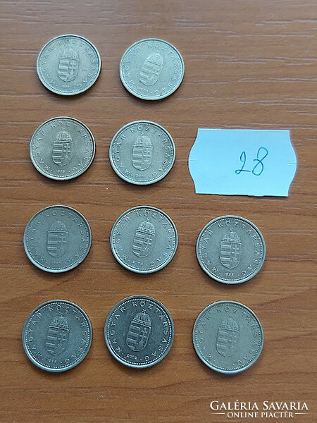 10 pieces of Hungarian 1 forint all different years 28
