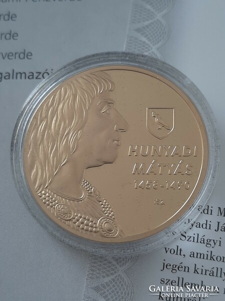 Mátyás Hunyadi, the just king 24-carat gold-plated unc commemorative medal in capsule 2012