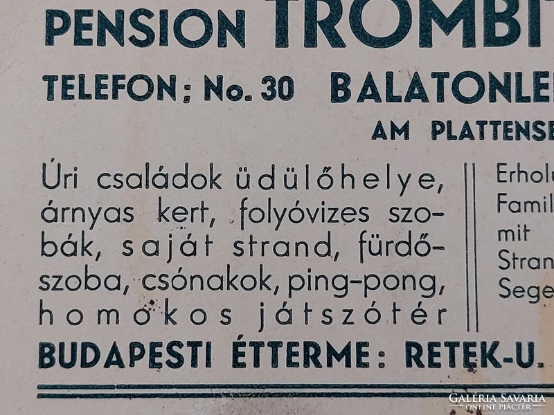 Régi képeslap 1947 Balatonlelle Trombitás pensio fotó levelezőlap