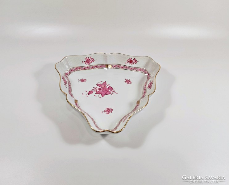 Herend, purple appony triangular salad bowl (191), hand-painted porcelain flawless (j373)