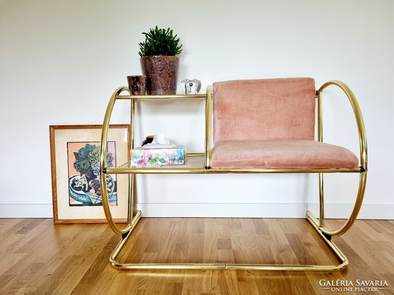 Vintage telefonasztal, gossip chair, előszoba bútor
