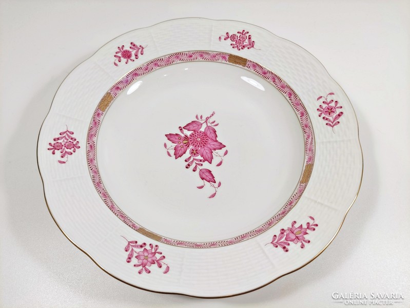 Herend, deep plate with purple Appony pattern (503), hand-painted porcelain, flawless! (J372)