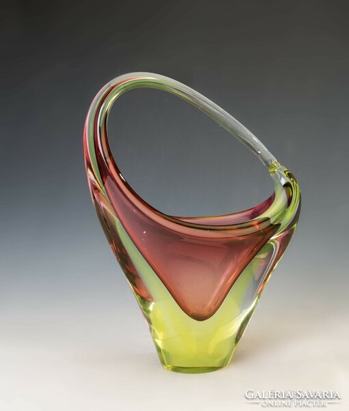 Murano basket-shaped glass vase