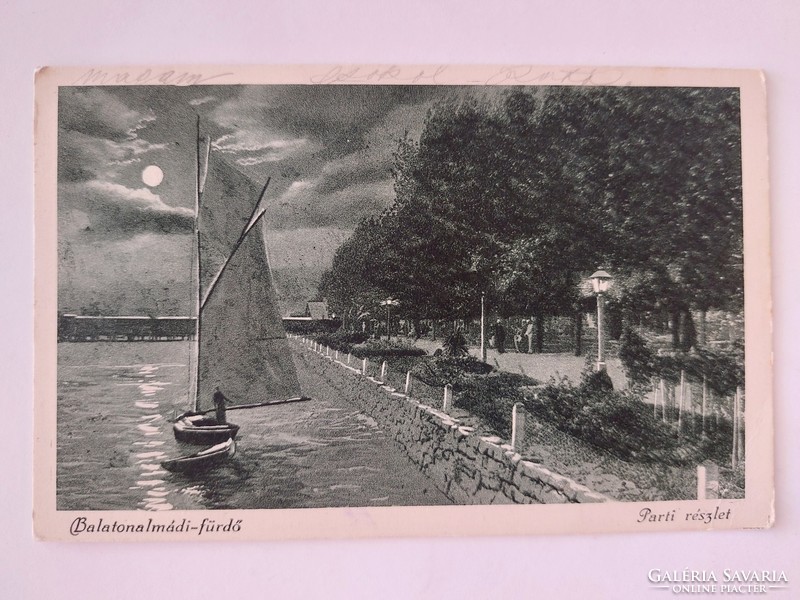 Régi képeslap 1925 Balatonalmádi fürdő fotó levelezőlap part