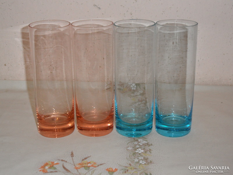 Retro colorful larger tube glass, glass ( 4 pcs. )