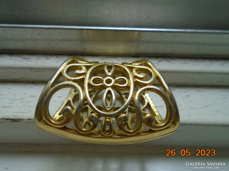 Gold-plated copper, filigree scarf ring, scarf buckle