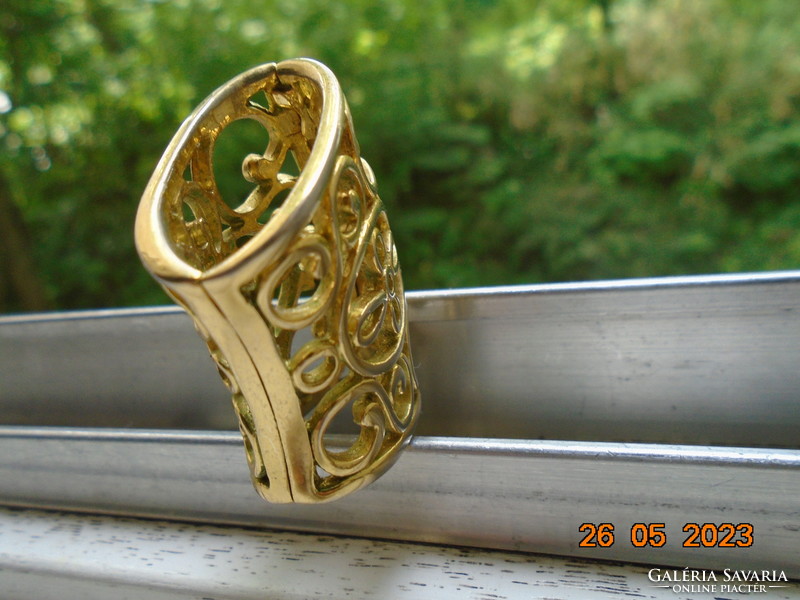 Gold-plated copper, filigree scarf ring, scarf buckle