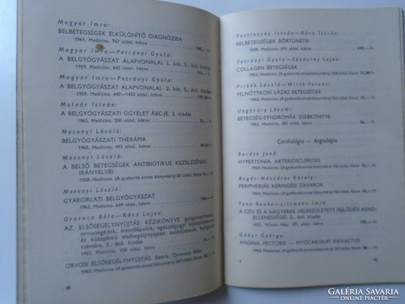 ZA447.17   Orvosi és egészségügyi könyvek jegyzéke 1963 Árjegyzék, árlista