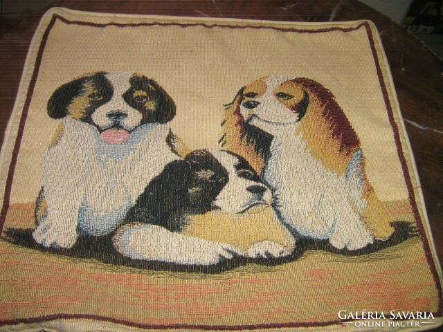 Beautiful woven puppy decorative pillow