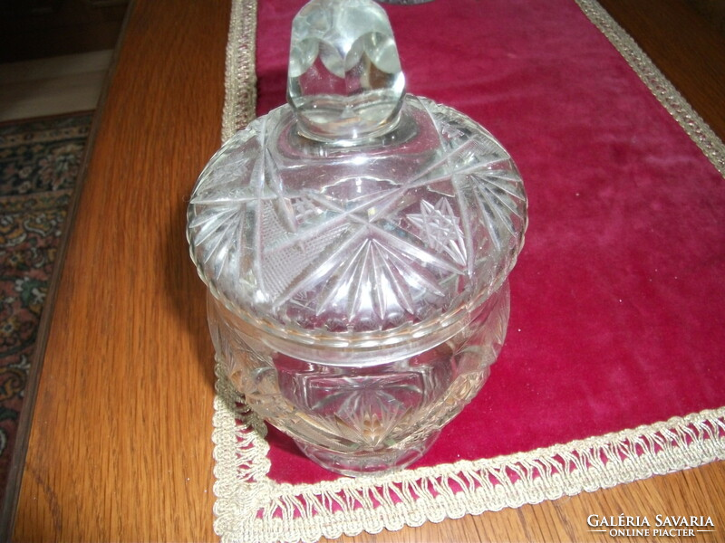 Price below! Old thick-walled crystal bonbonier, sugar bowl, not used