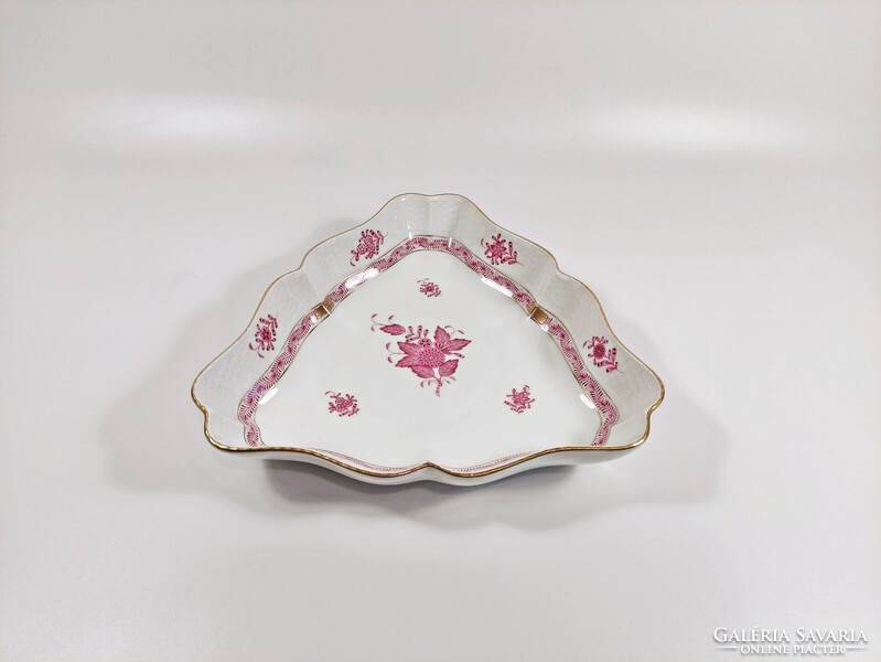 Herend, purple appony triangular salad bowl (191), hand-painted porcelain flawless (j373)