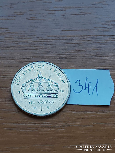 Sweden 1 kroner 2008 si, carl xvi gustaf, copper-nickel 341