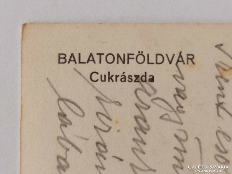 Régi képeslap 1938 Balatonföldvár cukrászda fotó levelezőlap