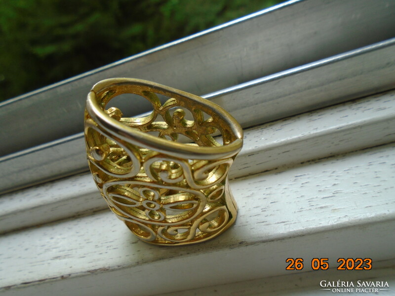 Gold-plated copper, filigree scarf ring, scarf buckle