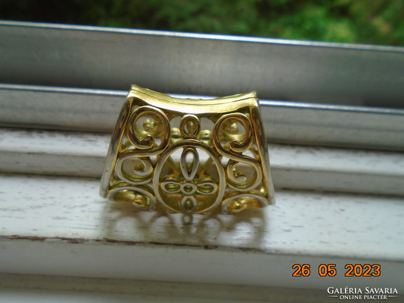 Gold-plated copper, filigree scarf ring, scarf buckle