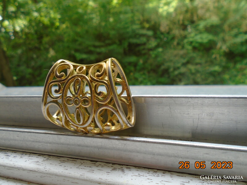 Gold-plated copper, filigree scarf ring, scarf buckle