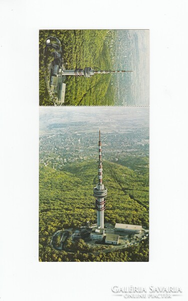 Pécs TV observation deck and espresso postcard and entrance (corner punched), postmarked