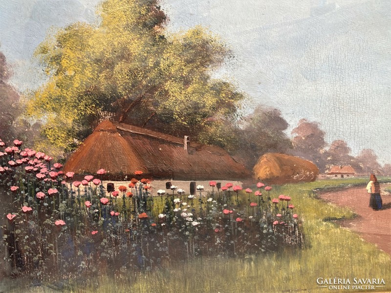 Zubriczky Lóránd (1869-?): Village life, oil painting, early 1900s