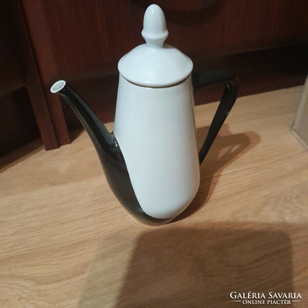 Black and white Raven House coffee pot