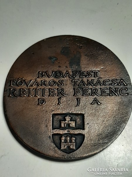 Reitter Ferenc Díja bronz plakett Budapest Fővárosi Tanácsa