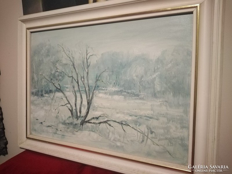 Vágfalvi Ottó (1925-2015) Hideg tél c. festmenye