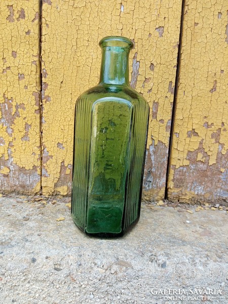 Old, pharmacy, labeled on the outside, green bottle, 150 ml