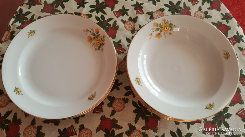 Zsolnay tableware with yellow flower pattern for sale