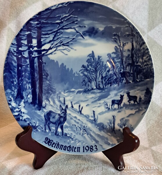 Blue porcelain plate, Christmas decorative plate, wall plate (m3810)