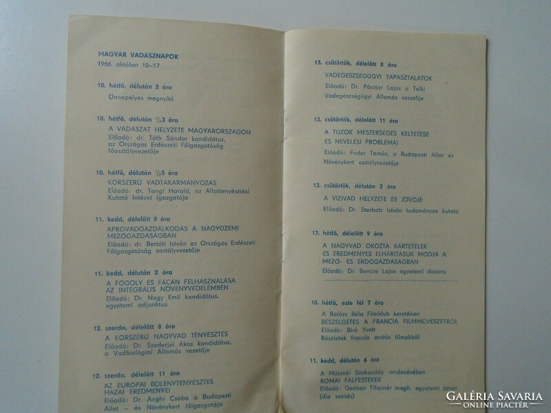 Za447.24 Kossuth club tit Budapest - October 1966 program - lectures