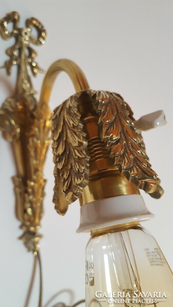 Completely renovated bow copper acanthus petal wall lamp made of copper!