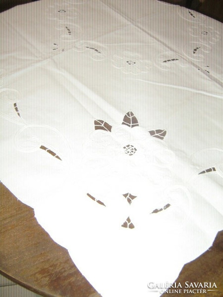 Beautiful rosette white tablecloth