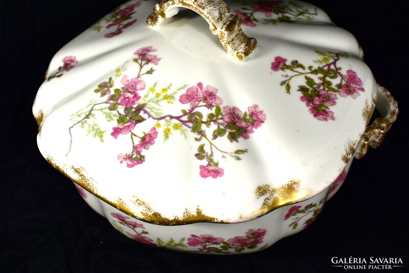 Fabulous and big! Antique French porcelain soup bowl with lid!