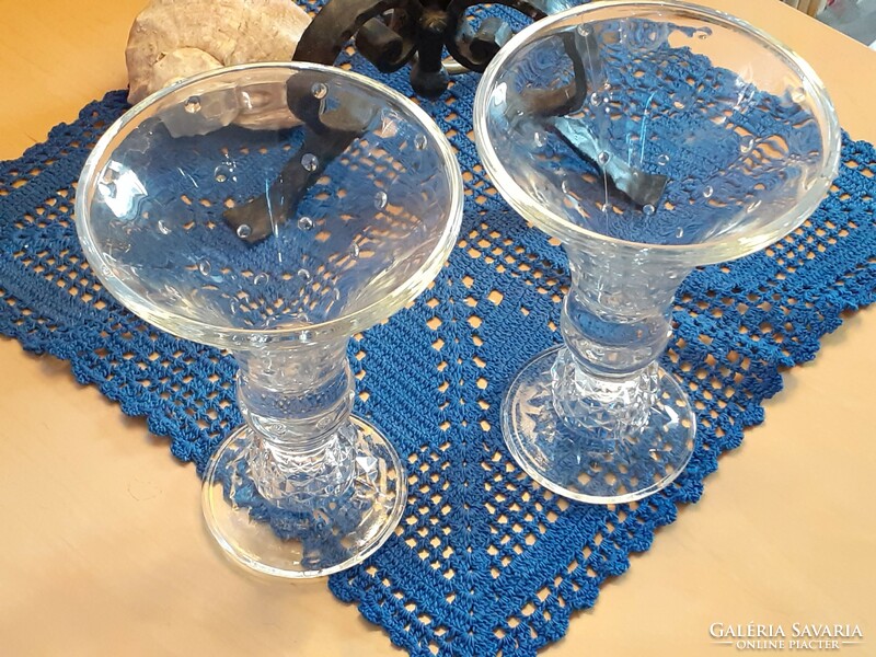 Ikea - polka dot glass reversible candle holder or goblet in pairs
