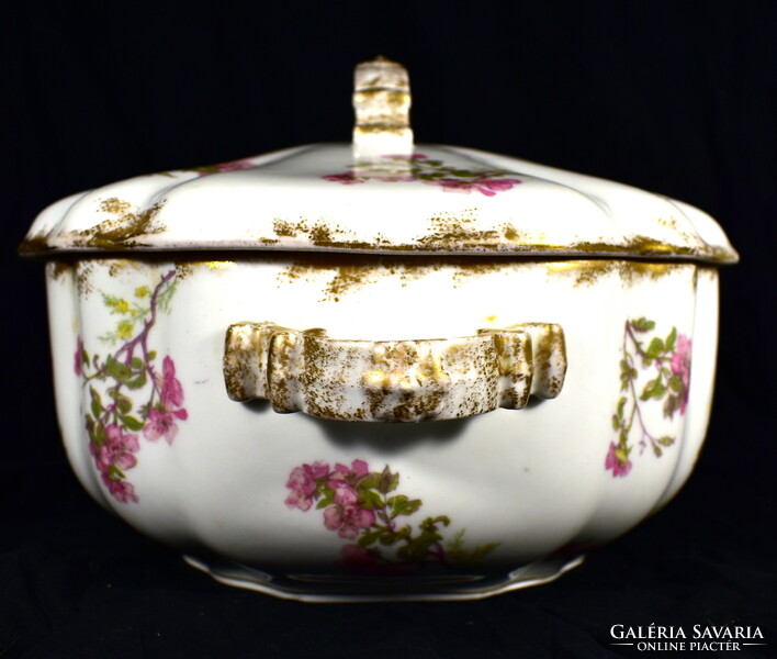 Fabulous and big! Antique French porcelain soup bowl with lid!