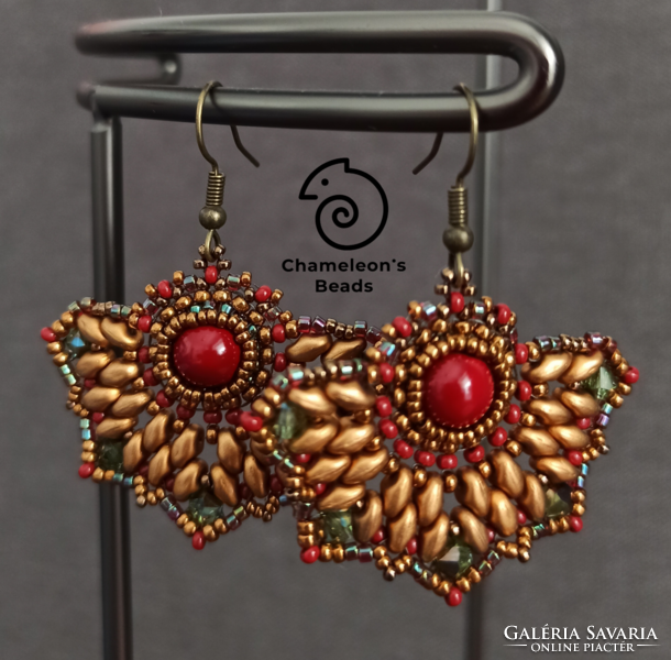 "Zahra Egyptian Beading Earrings" egyiptomi színvilágú gyöngyfűzött fülbevaló