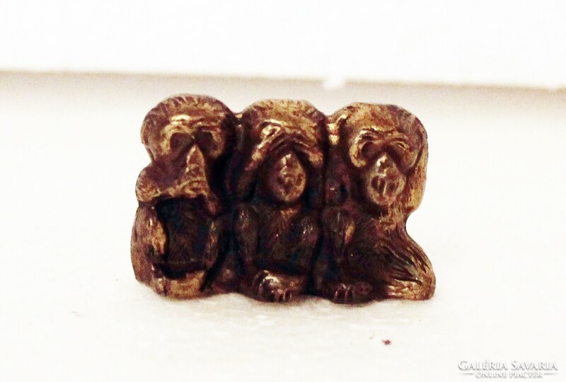 3 majom miniatűr réz