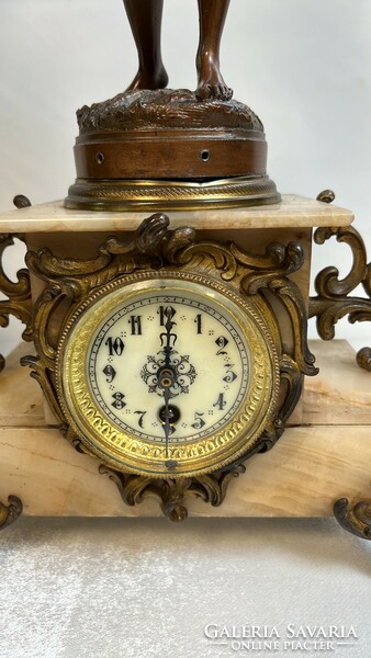 Antique sculptural, figural Art Nouveau mantel clock set