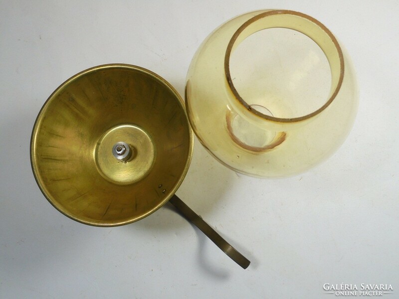 Retro copper candle holder glass with veil handle in the shape of a kerosene lamp - approx. 1970s-80s